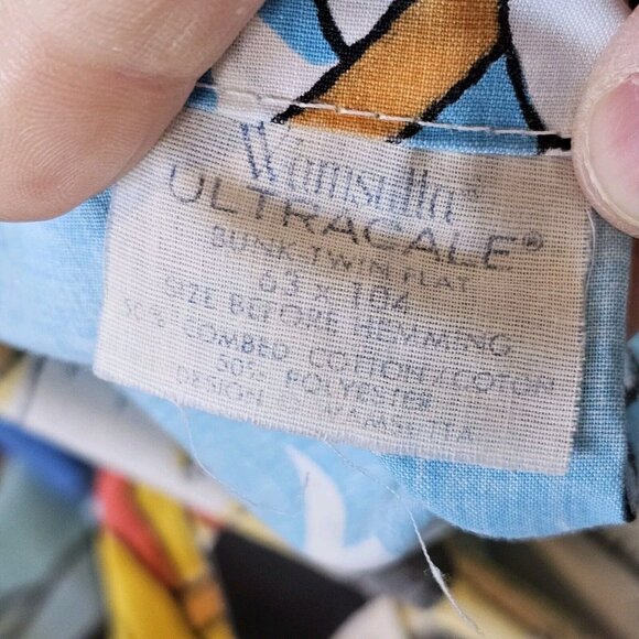 Vintage 1976 Disney Mickey Twin Bed Sheet Set FLAT FITTED Patriotic Fabric Blue - Picture 7 of 8